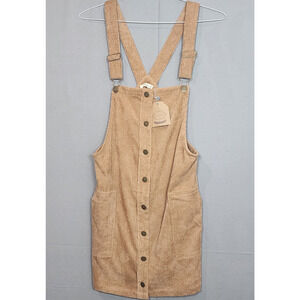 Kori Corduroy‎ Jumper Button Front Mini Dress Rust Brown Womens Sz M NWT